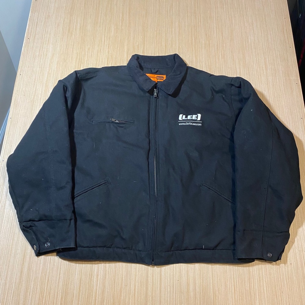 CornerStone Mens Duck Cloth Work Jacket Large Black Lee IPEX Embroidered CSJ19